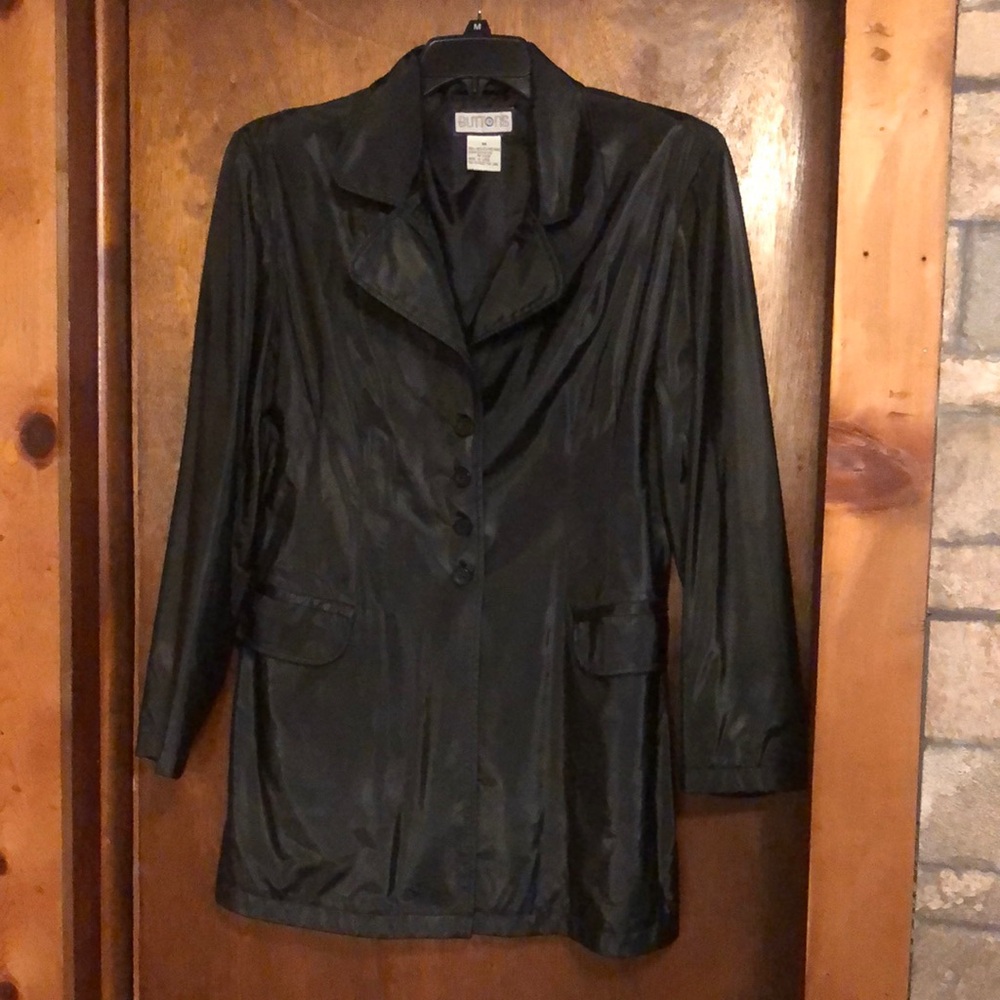 Black trench coat by “Buttons” sz medium jacket